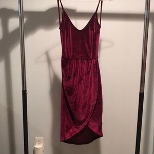 Burgundy velvet dress